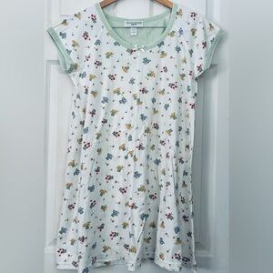 Midnight by Carole Hochman Floral Nightgown with Green Stripes